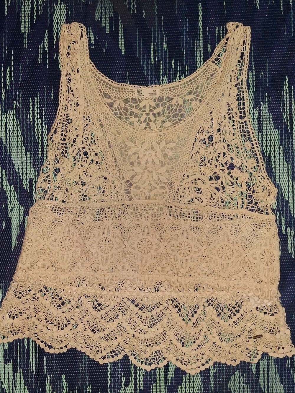 GRG Montreal White Crochet Lace Tank Top- Medium